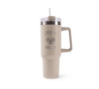 Planetee Mug Isotherme 1,2L - Je peux pas signe bélier Beige - Bouteille avec Anse, Paille et Couvercle - Idée Cadeau Gourde Personnalisée