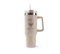 Planetee Mug Isotherme 1,2L - Je peux pas signe taureau Beige - Bouteille avec Anse, Paille et Couvercle - Idée Cadeau Gourde Personnalisée