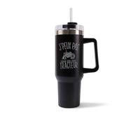 Planetee Mug Isotherme 1,2L - Je peux pas tracteur Noir - Bouteille avec Anse, Paille et Couvercle - Idée Cadeau Gourde Personnalisée