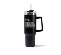 Planetee Mug Isotherme 1,2L - Karl Définition Noir - Bouteille avec Anse, Paille et Couvercle - Idée Cadeau Gourde Personnalisée