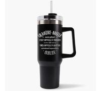 Planetee Mug Isotherme 1,2L - Un Maître-Nageur aussi génial - Bouteille avec Anse, Paille et Couvercle - Idée Cadeau Gourde Personnalisée Noir