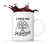 Planetee Mug J’peux pas j’ai Généalogie J'peux pas minimaliste | Tasse en Céramique 330 ml Recto Verso Passe au Lave-Vaisselle | Café Thé Bureau Maison | Cadeau Collègue Anniversaire Noël