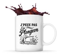 Planetee Mug J’peux pas j’ai Plongeon J'peux pas minimaliste | Tasse en Céramique 330 ml Recto Verso Passe au Lave-Vaisselle | Café Thé Bureau Maison | Cadeau Collègue Anniversaire Noël