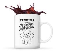 Planetee Mug J’peux pas je préfère mon Bichon J'peux pas minimaliste | Tasse en Céramique 330 ml Recto Verso Passe au Lave-Vaisselle | Café Thé Bureau Maison | Cadeau Collègue Anniversaire Noël
