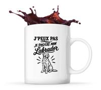 Planetee Mug J’peux pas je préfère mon Labrador J'peux pas minimaliste | Tasse en Céramique 330 ml Recto Verso Passe au Lave-Vaisselle | Café Thé Bureau Maison | Cadeau Collègue Anniversaire Noël
