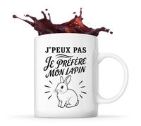 Planetee Mug J’peux pas je préfère mon Lapin | Tasse en Céramique 330 ml Recto Verso Passe au Lave-Vaisselle | Café Thé Bureau Maison | Cadeau Propriétaire Lapin Collègue Anniversaire Noël