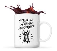 Planetee Mug J’peux pas je préfère mon Pinscher J'peux pas minimaliste | Tasse en Céramique 330 ml Recto Verso Passe au Lave-Vaisselle | Café Thé Bureau Maison | Cadeau Collègue Anniversaire Noël