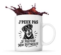 Planetee Mug J’peux pas je préfère mon Rottweiler J'peux pas minimaliste | Tasse en Céramique 330 ml Recto Verso Passe au Lave-Vaisselle | Café Thé Bureau Maison | Cadeau Collègue Anniversaire Noël