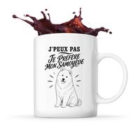 Planetee Mug J’peux pas je préfère mon Samoyède J'peux pas minimaliste | Tasse en Céramique 330 ml Recto Verso Passe au Lave-Vaisselle | Café Thé Bureau Maison | Cadeau Collègue Anniversaire Noël