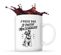 Planetee Mug J’peux pas je préfère mon Schnauzer J'peux pas minimaliste | Tasse en Céramique 330 ml Recto Verso Passe au Lave-Vaisselle | Café Thé Bureau Maison | Cadeau Collègue Anniversaire Noël