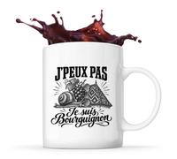 Planetee Mug J’peux pas je suis Bourguignon | Tasse en Céramique 330 ml Recto Verso Passe au Lave-Vaisselle | Café Thé Bureau Maison | Cadeau Collègue Anniversaire Noël