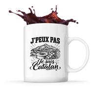 Planetee Mug J’peux pas je suis Catalan | Tasse en Céramique 330 ml Recto Verso Passe au Lave-Vaisselle | Café Thé Bureau Maison | Cadeau Collègue Anniversaire Noël