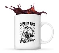 Planetee Mug J’peux pas je suis Esthéticienne J'peux pas minimaliste | Tasse en Céramique 330 ml Recto Verso Passe au Lave-Vaisselle | Café Thé Bureau Maison | Cadeau Collègue Anniversaire Noël