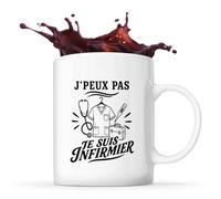 Planetee Mug J’peux pas je suis Infirmier J'peux pas minimaliste | Tasse en Céramique 330 ml Recto Verso Passe au Lave-Vaisselle | Café Thé Bureau Maison | Cadeau Collègue Anniversaire Noël