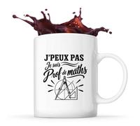Planetee Mug J’peux pas je suis Prof de maths J'peux pas minimaliste | Tasse en Céramique 330 ml Recto Verso Passe au Lave-Vaisselle | Café Thé Bureau Maison | Cadeau Collègue Anniversaire Noël