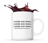 Planetee Mug J'adore mon travail | Tasse Drole Ironie Idée Cadeau Travail Retraite Collègue Boulot Amis Maman Papa, Homme Femme