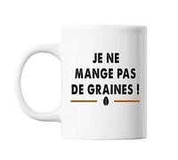 Planetee Mug Je ne mange pas de graines Blanc
