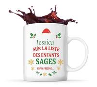 Planetee Mug Jessica Liste des enfants sages - Tasse Originale - Secret santa Cadeau Noël Humour Insolite Collègue