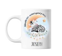 Planetee Mug Joseph adorable bébé quand je dors Zèbre | Tasse prénom idée cadeau Humour Mignon pour enfant garçon | Imprimé en France