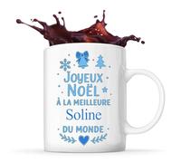 Planetee Mug Joyeux noël à la meilleure Soline - Tasse Originale - Secret santa Cadeau Noël Humour Insolite Collègue