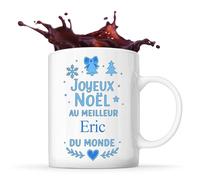 Planetee Mug Joyeux noël au meilleur Eric - Tasse Originale - Secret santa Cadeau Noël Humour Insolite Collègue
