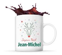 Planetee Mug Joyeux noël Jean-Michel Cerf - Tasse Originale - Secret santa Cadeau Noël Humour Insolite Collègue