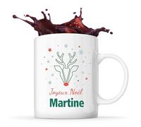 Planetee Mug Joyeux noël Martine Cerf - Tasse Originale - Secret santa Cadeau Noël Humour Insolite Collègue
