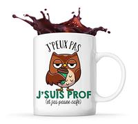 Planetee Mug J'peux, j'suis prof (pause café) | Idée Tasse Cadeau Travail Boulot Métier Départ Retraite Collègue Femme Homme