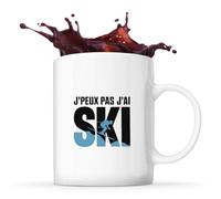 Planetee Mug J'peux pas j'ai Ski - Tasse Café Thé Design Minimaliste Cadeau Humour