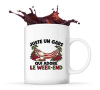 Planetee Mug Juste un gars qui adore le w nd | Tasse en Céramique 330 ml Recto Verso Passe au Lave-Vaisselle | Café Thé Bureau Maison | Cadeau Épicurien Collègue Anniversaire Noël