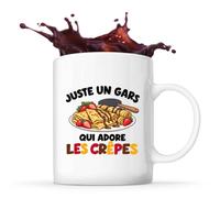 Planetee Mug Juste un gars qui adore les crêpes | Tasse en Céramique 330 ml Recto Verso Passe au Lave-Vaisselle | Café Thé Bureau Maison | Cadeau Gourmand Collègue Anniversaire Noël