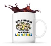 Planetee Mug Juste un gars qui adore les huîtres | Tasse en Céramique 330 ml Recto Verso Passe au Lave-Vaisselle | Café Thé Bureau Maison | Cadeau Gourmand Collègue Anniversaire Noël