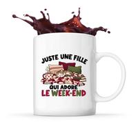 Planetee Mug Juste une fille qui adore le w nd | Tasse en Céramique 330 ml Recto Verso Passe au Lave-Vaisselle | Café Thé Bureau Maison | Cadeau Épicurienne Collègue Anniversaire Noël
