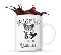 Planetee Mug Laurent Bas les pattes Raton laveur | Tasse Originale Cadeau Anniversaire Noël Humour fête des pères