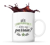 Planetee Mug Léo cap d'être mon parrain Cadeau Annonce Grossesse