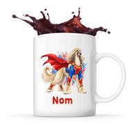 Planetee Mug Lévrier Afghan : Super-héros | Tasse en Céramique 330 ml Recto Verso Passe au Lave-Vaisselle | Café Thé Bureau Maison | Cadeau Propriétaire Chien Collègue Anniversaire Noël
