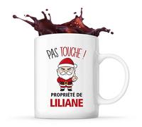 Planetee Mug Liliane Pas Touche Père Noël - Tasse Originale - Secret santa Cadeau Noël Humour Insolite Collègue