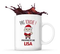 Planetee Mug Lisa Pas Touche Père Noël - Tasse Originale - Secret santa Cadeau Noël Humour Insolite Collègue