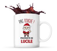 Planetee Mug Lucile Pas Touche Père Noël - Tasse Originale - Secret santa Cadeau Noël Humour Insolite Collègue