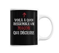 Planetee Mug Maçon Qui déchire | Tasse café métier pour collègue de travail ami ou famille | Imprimé en France