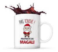 Planetee Mug Magali Pas Touche Père Noël - Tasse Originale - Secret santa Cadeau Noël Humour Insolite Collègue