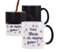 Planetee Mug magique Alicia elle assure grave ! | Tasse Changement de couleur Cadeau Fête des Mères Anniversaire Soeur Noël Tata Marraine