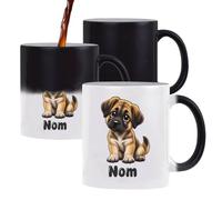 Planetee Mug Magique Berger d'Asie Centrale : Chibi | Tasse Thermosensible, le Motif Apparaît à la Chaleur | Céramique 300 ml Recto Verso | Cadeau Propriétaire Chien Collègue Anniversaire Noël