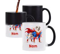 Planetee Mug Magique Berger d'Asie Centrale : Super-héros | Tasse Thermosensible, le Motif Apparaît à la Chaleur | Céramique 300 ml Recto Verso | Cadeau Propriétaire Chien Collègue Anniversaire Noël
