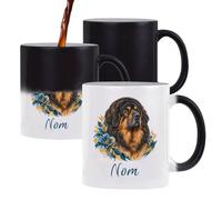 Planetee Mug Magique Dogue du Tibet : Aquarelle florale | Tasse Thermosensible, le Motif Apparaît à la Chaleur | Céramique 300 ml Recto Verso | Cadeau Propriétaire Chien Collègue Anniversaire Noël