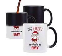 Planetee Mug Magique Emy Pas Touche Père Noël - Tasse Originale Qui Change de Couleur - Secret santa Cadeau Noël Humour Insolite Collègue