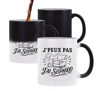 Planetee Mug Magique J’peux pas j’ai Sophro | Tasse Thermosensible, le Motif Apparaît à la Chaleur | Céramique 300 ml Recto Verso | Cadeau Collègue Anniversaire Noël