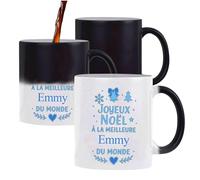 Planetee Mug Magique Joyeux noël à la meilleure Emmy - Tasse qui change de couleur - Secret santa Cadeau Noël Humour Insolite Collègue