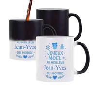 Planetee Mug Magique Joyeux noël au meilleur Jean-Yves - Tasse qui change de couleur - Secret santa Cadeau Noël Humour Insolite Collègue
