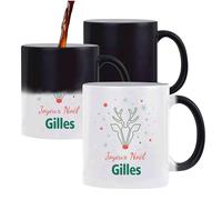 Planetee Mug Magique Joyeux noël Gilles Cerf - Tasse qui change de couleur - Secret santa Cadeau Noël Humour Insolite Collègue